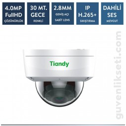 Tiandy TC-C34KS 4mp Sesli Starlight ip Dome Kamera